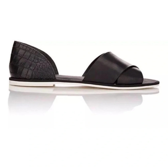 Vince Ida Open-Toe Crossover Leather Flat Size 8 VGUC - Picture 1 of 5